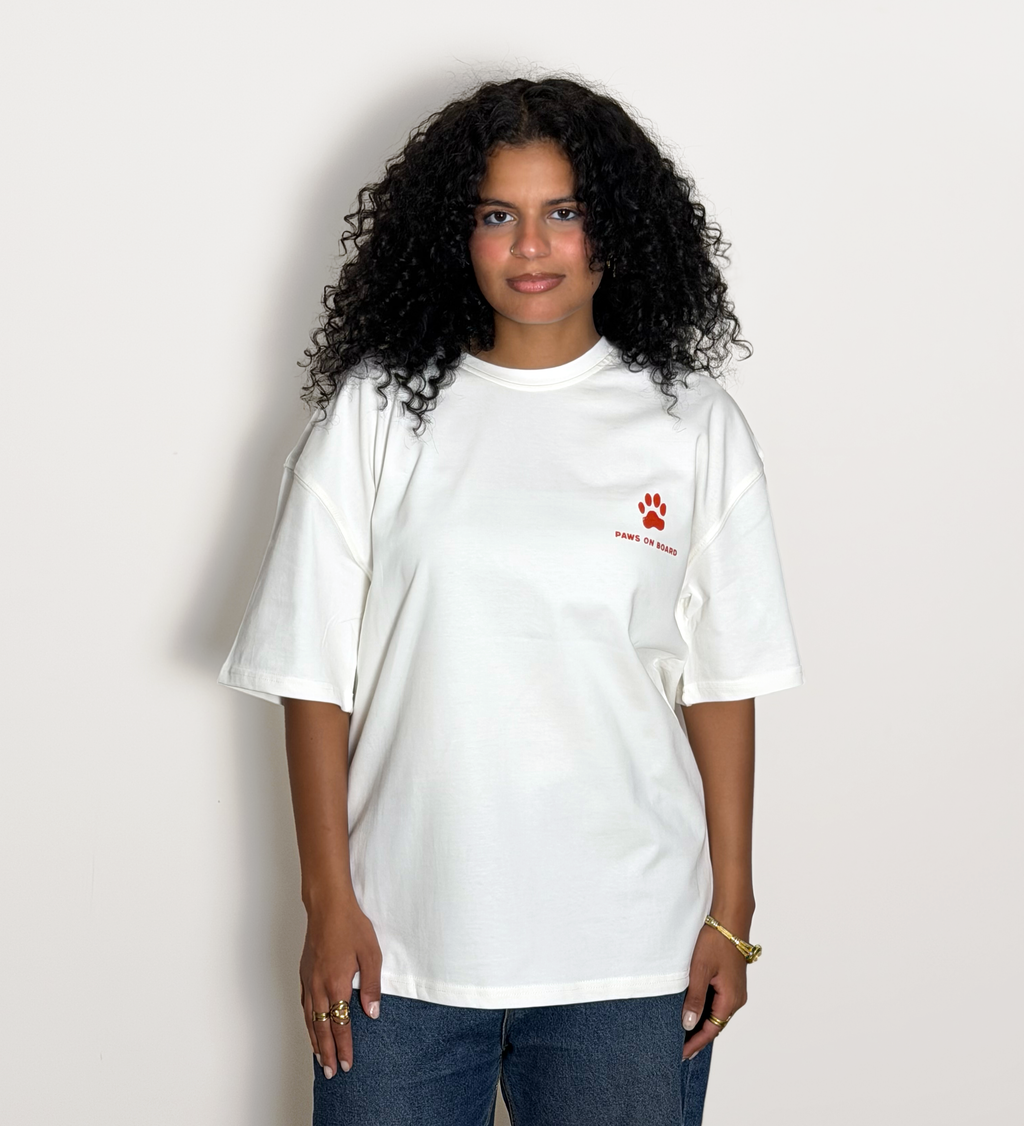 Paws on board - Unisex oversized white tee